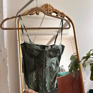 Urban Outfitters Modern Love Corset in Olive Green